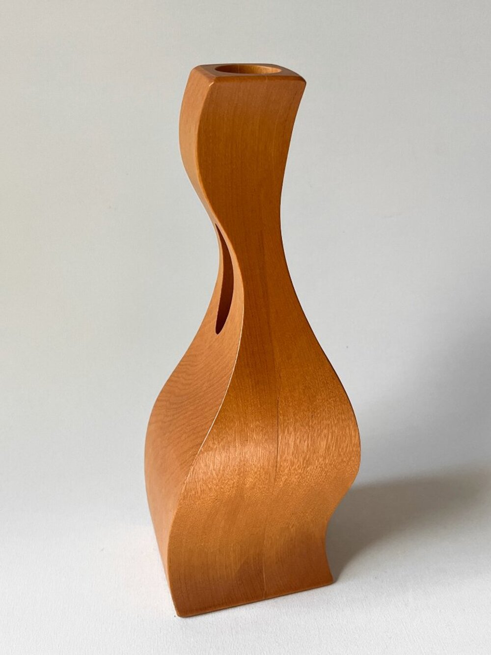 Vintage Signed Kino Biomorphic Wood Bud Vase Sculpture Organic Modern Studio Art